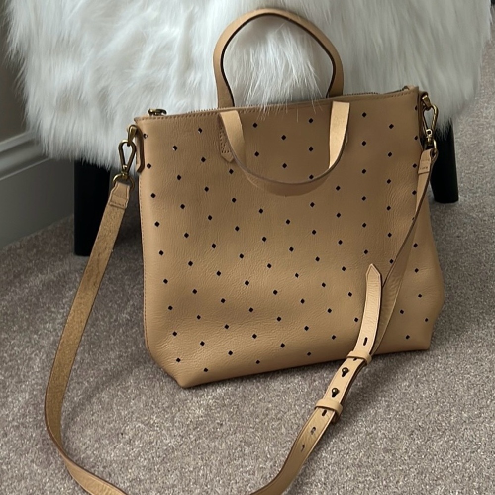 Madewell Tan Crossbody Bag with Perforated Design